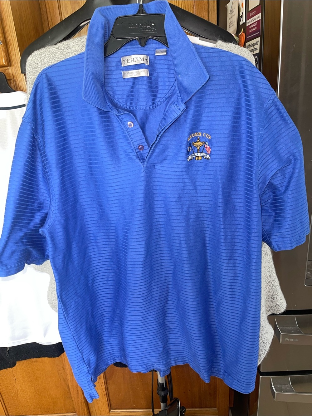 Tehama Ryder Cup Embroidered Golf Polo - Blue Cotton Mens XL